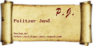 Politzer Jenő névjegykártya